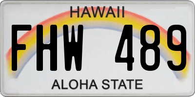 HI license plate FHW489