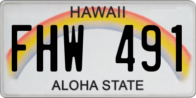 HI license plate FHW491