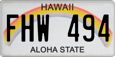 HI license plate FHW494