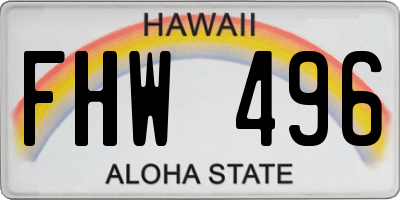 HI license plate FHW496
