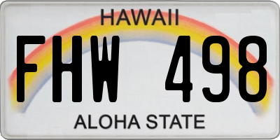 HI license plate FHW498