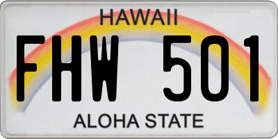 HI license plate FHW501