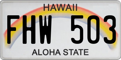 HI license plate FHW503