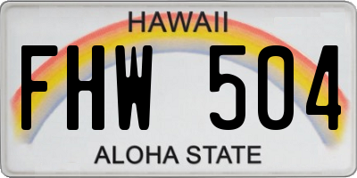 HI license plate FHW504