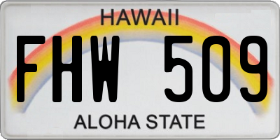 HI license plate FHW509