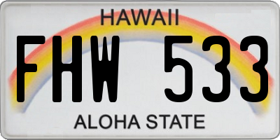HI license plate FHW533