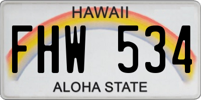 HI license plate FHW534