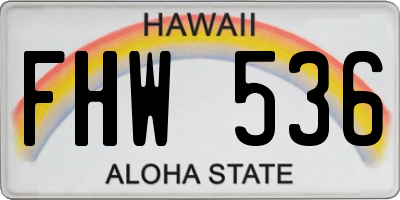 HI license plate FHW536