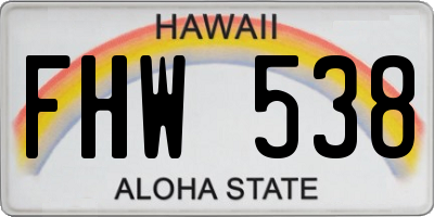 HI license plate FHW538