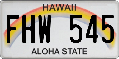 HI license plate FHW545