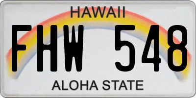 HI license plate FHW548