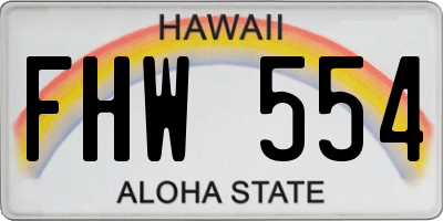 HI license plate FHW554