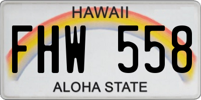 HI license plate FHW558