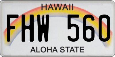 HI license plate FHW560