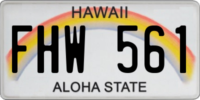 HI license plate FHW561