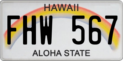 HI license plate FHW567