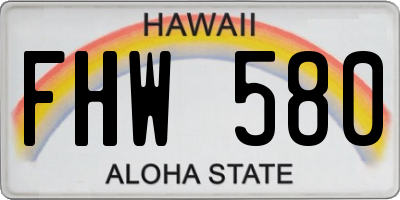HI license plate FHW580
