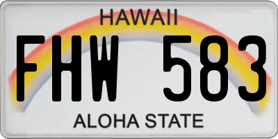 HI license plate FHW583