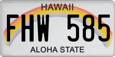 HI license plate FHW585