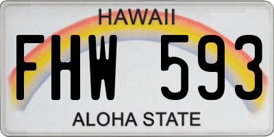 HI license plate FHW593
