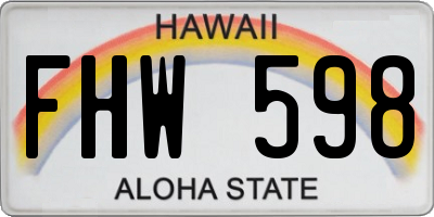 HI license plate FHW598