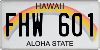 HI license plate FHW601
