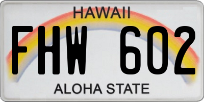 HI license plate FHW602