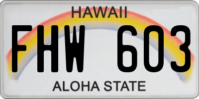HI license plate FHW603