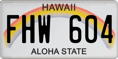 HI license plate FHW604