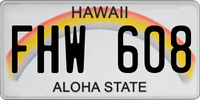 HI license plate FHW608