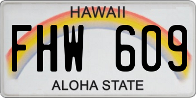 HI license plate FHW609