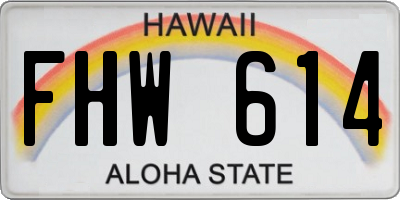 HI license plate FHW614