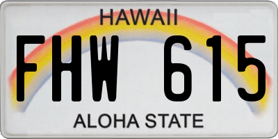 HI license plate FHW615