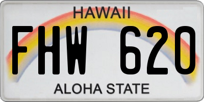 HI license plate FHW620