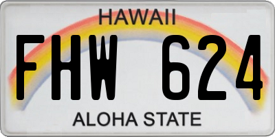 HI license plate FHW624