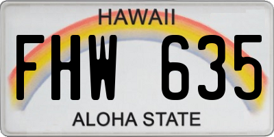 HI license plate FHW635