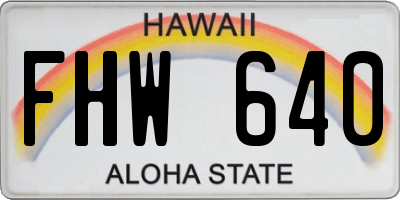 HI license plate FHW640