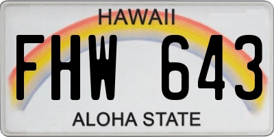 HI license plate FHW643