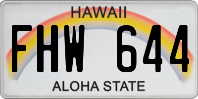 HI license plate FHW644