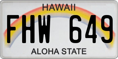HI license plate FHW649