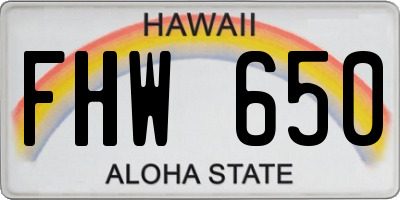 HI license plate FHW650