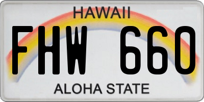 HI license plate FHW660