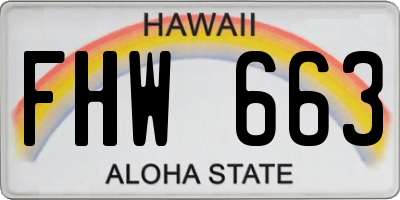 HI license plate FHW663