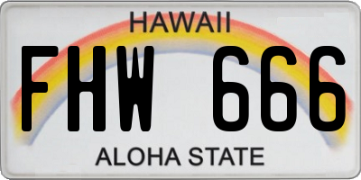 HI license plate FHW666