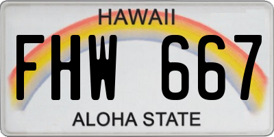 HI license plate FHW667