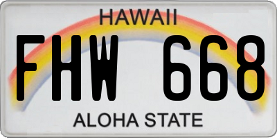 HI license plate FHW668