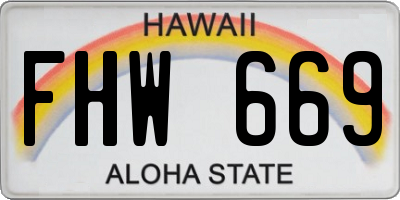 HI license plate FHW669