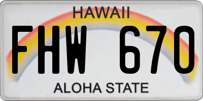 HI license plate FHW670