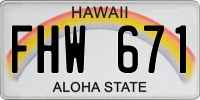 HI license plate FHW671