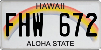 HI license plate FHW672